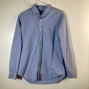Mens Ralph Lauren Classic‎ Fit Cotton Gingham Shirt Long Sleeve Blue White M